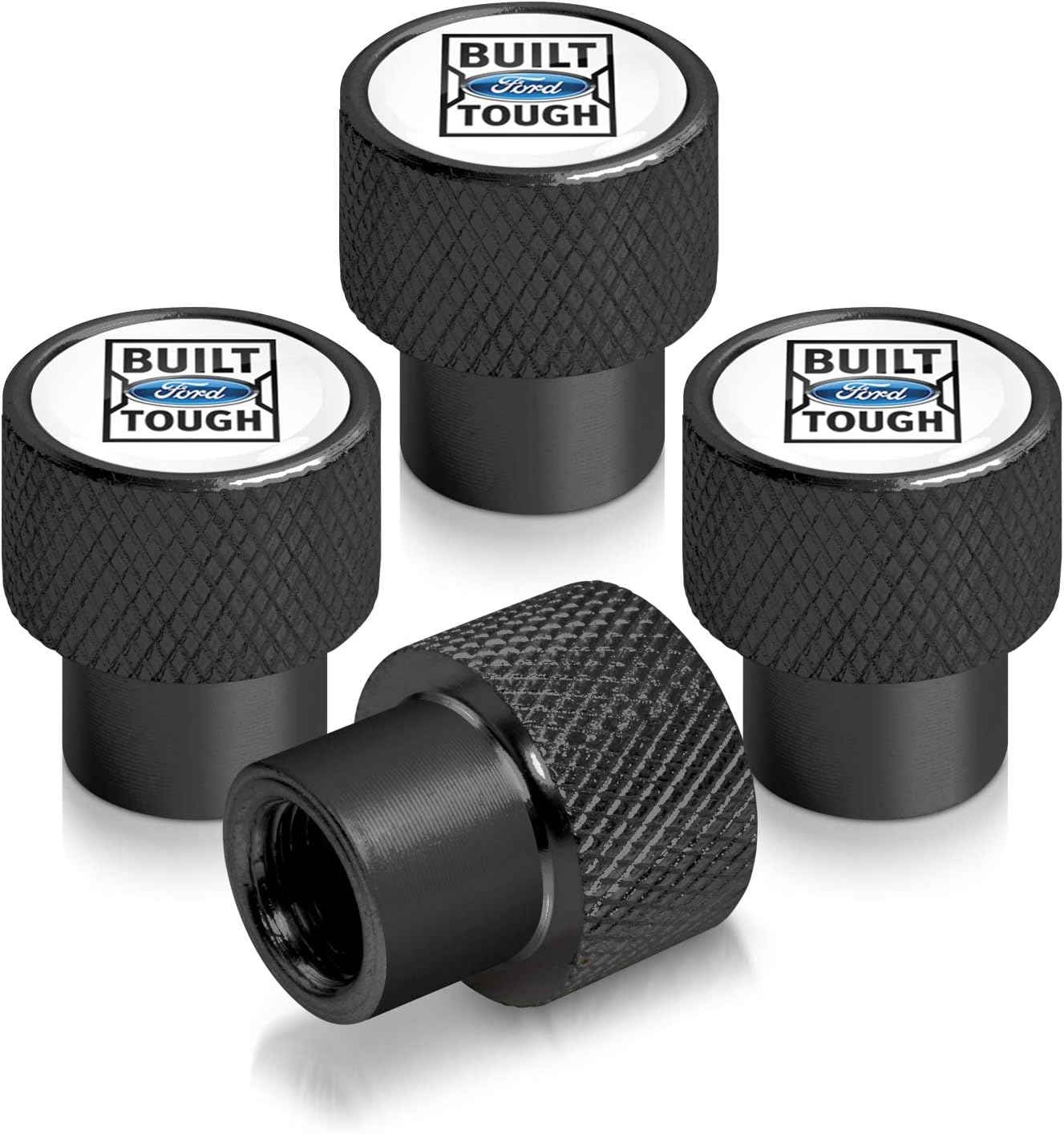 iPick Image for Ford Built-Ford-Tough Black Easy-Grip Aluminum Tire Valve Stem Caps
