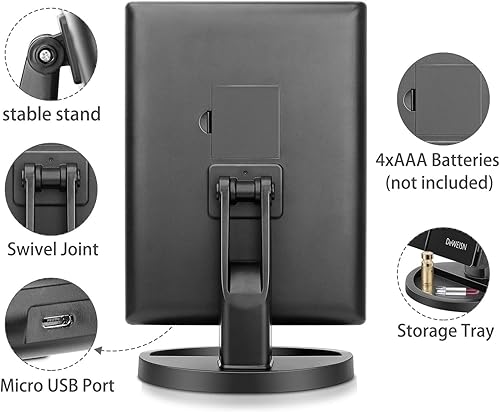 Miniatura 2 de deweisn Espejo de Tocador Iluminado de Tres Pliegues de Sobremesa con 21 Luces LED, Pantalla Táctil y Ampliación de 3X2X1X, Espejo de Maquillaje con