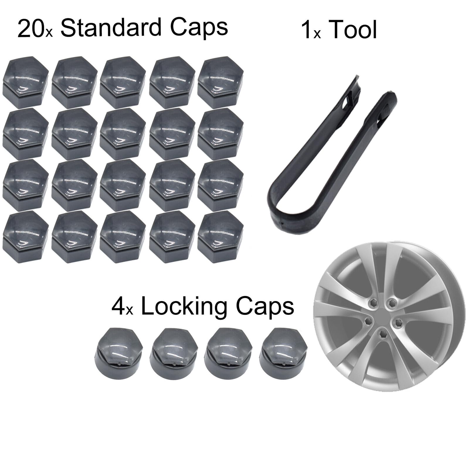Zestaw 22 mm tappi per dadi ruota Vauxhall Insignia z kluczem