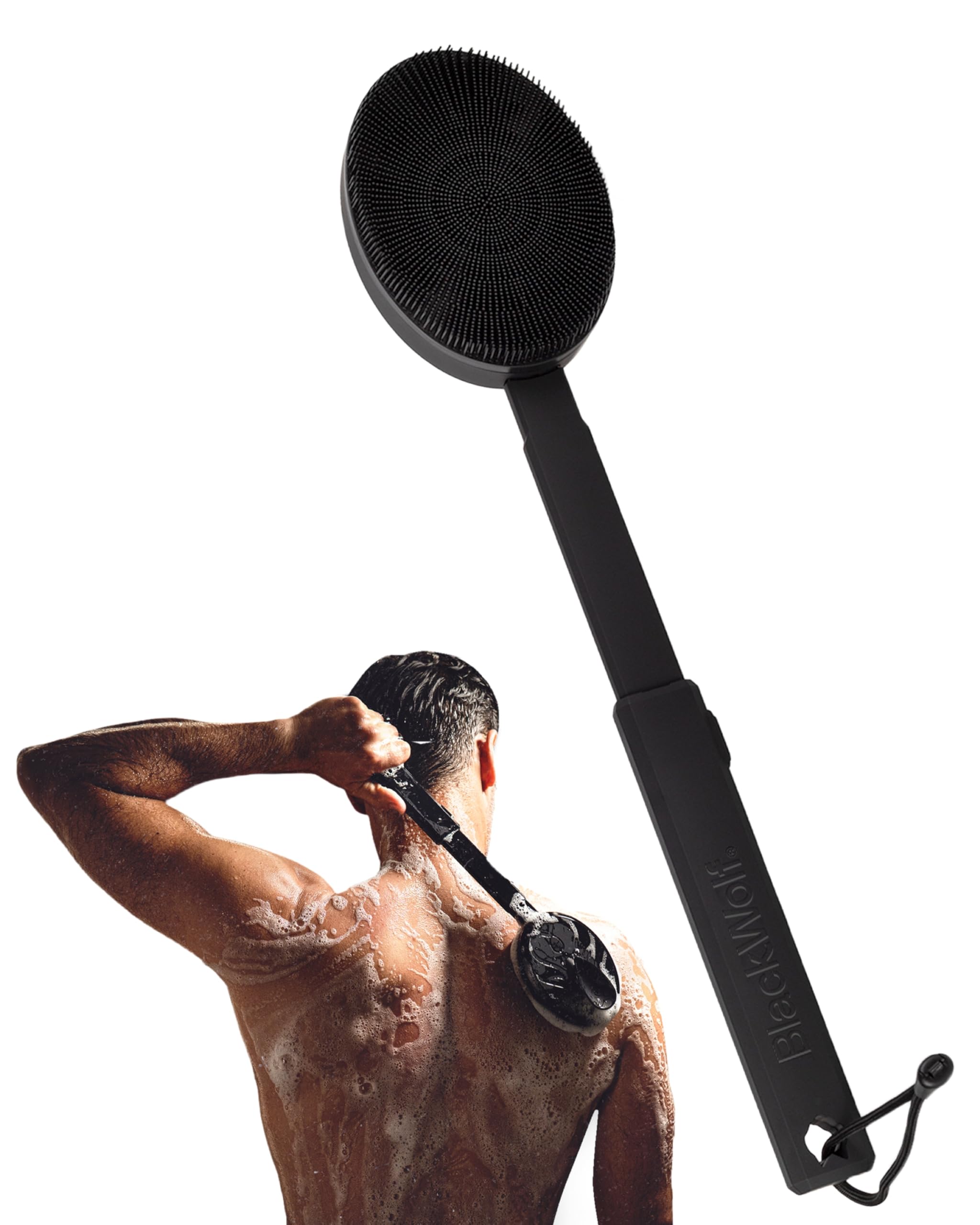 Black Wolf Vibrating Face and Body Brush, Sonic Scrubber Pro - Water Resistant, 4 Settings, 2 Speeds & 2 Modes, Massage Brush with Charcoal Infused Silicone Bristles for Deep Clean