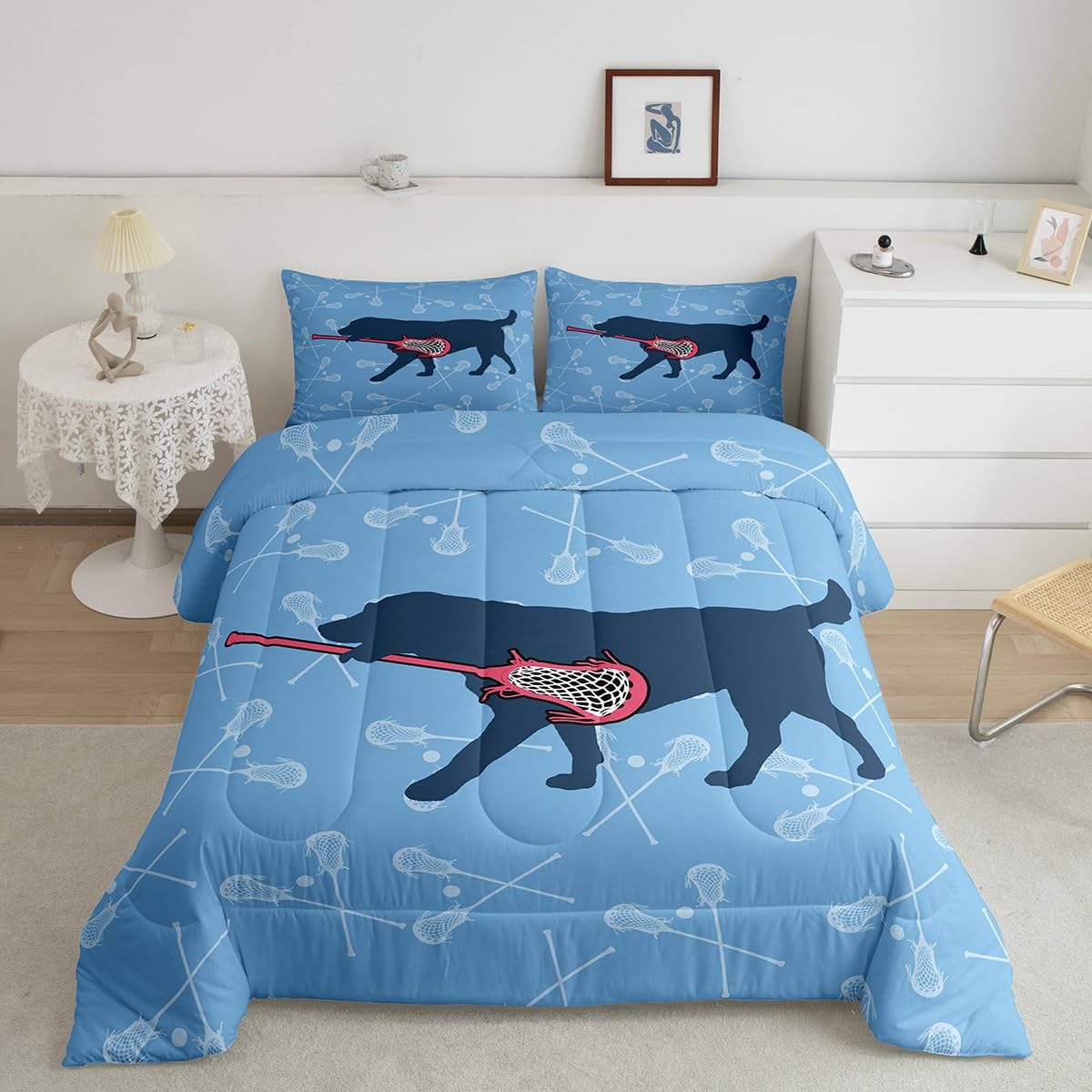 Feelyou Lacrosse Bedding Set Twin Size 3Pcs for Girls Boys Kids