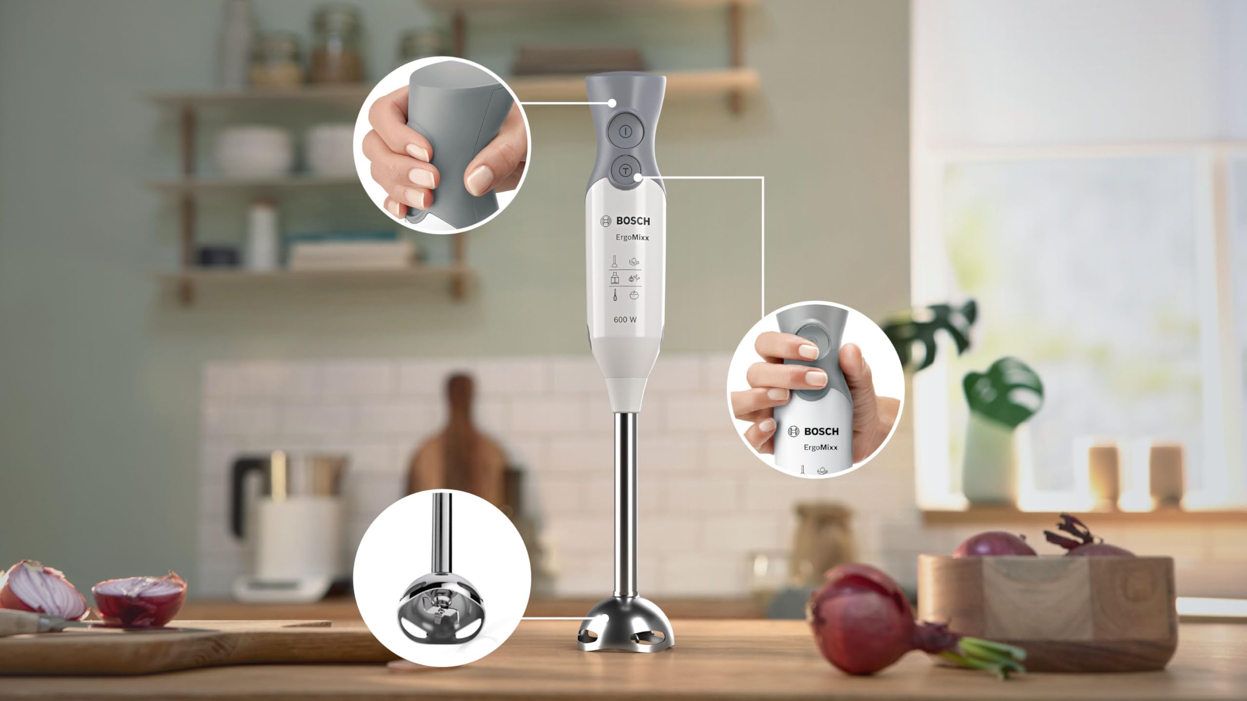 Bosch MSM66110 Mixer a Immersione, 600 W, 0.6 Litri, Plastica, Bianco