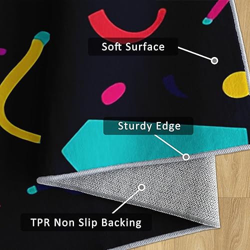 Miniatura 6 de Memphis Runner Rug 3x8 - Hallway Runner Rug Retro 70s 80s Pattern, Non Slip, Washable, Memphis Home Decor Carpet for Kitchen, Entryway, Bedroom,