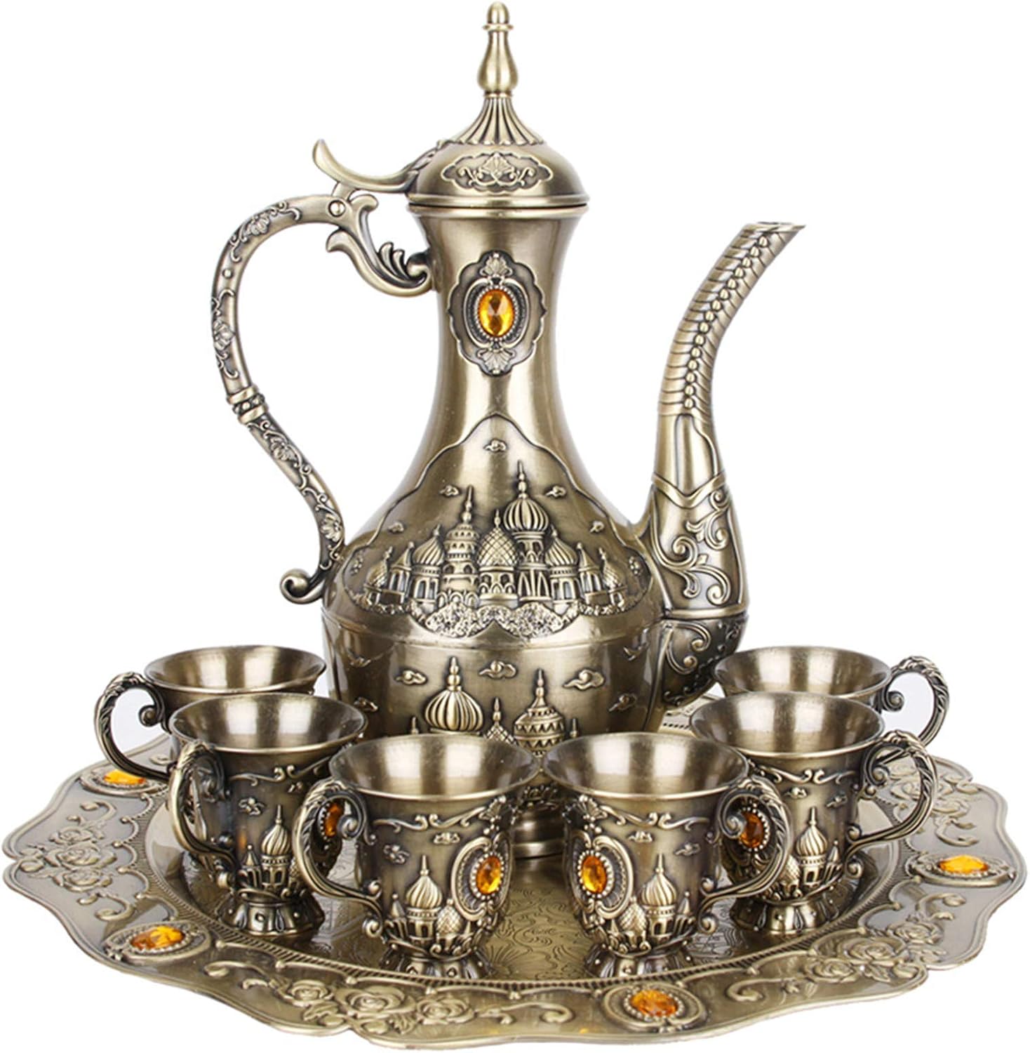 Fairnull 8Pcs/Set Vintage Turkish Coffee Pot Set Model