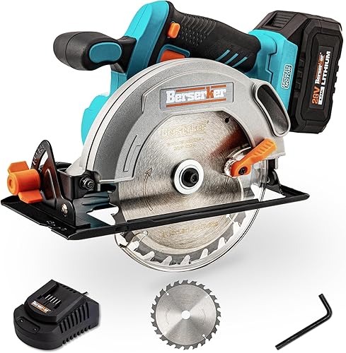 Berserker Sierra circular inalámbrica de 20 V de 6-12 pulgadas sin escobillas con freno eléctrico, capacidad de bisel de 0-45, 4700 RPM, batería de