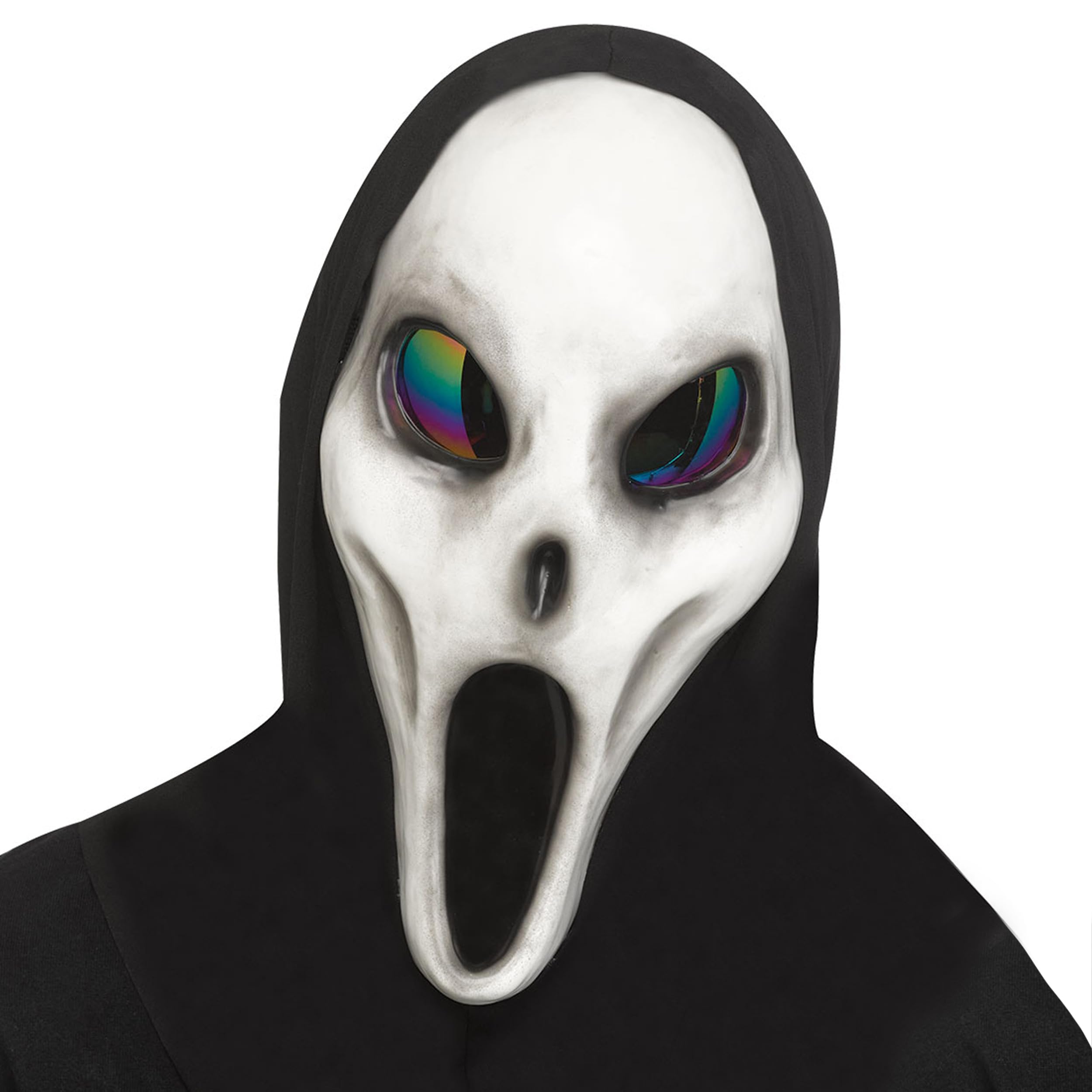 Chaks Rainbow Eye Ghost Mask – Spooky Horror Face Mask with Iridescent Lens Effect – Lightweight Plastic Halloween & Carnival Costume Accessory for Adults – Scary Fancy Dress Mask