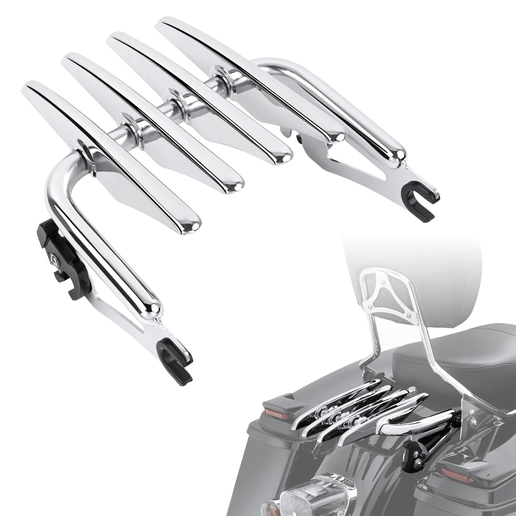 Photo 1 of ANONEMOTO Stealth Luggage Rack Quick Detach Luggage Rack Compatible for Harley Davidson 2009-2023 Road Glide Street Glide Road King Electra Glide Ultra Limited FLHXS FLTRXS FLHRXS FLHR, Chrome