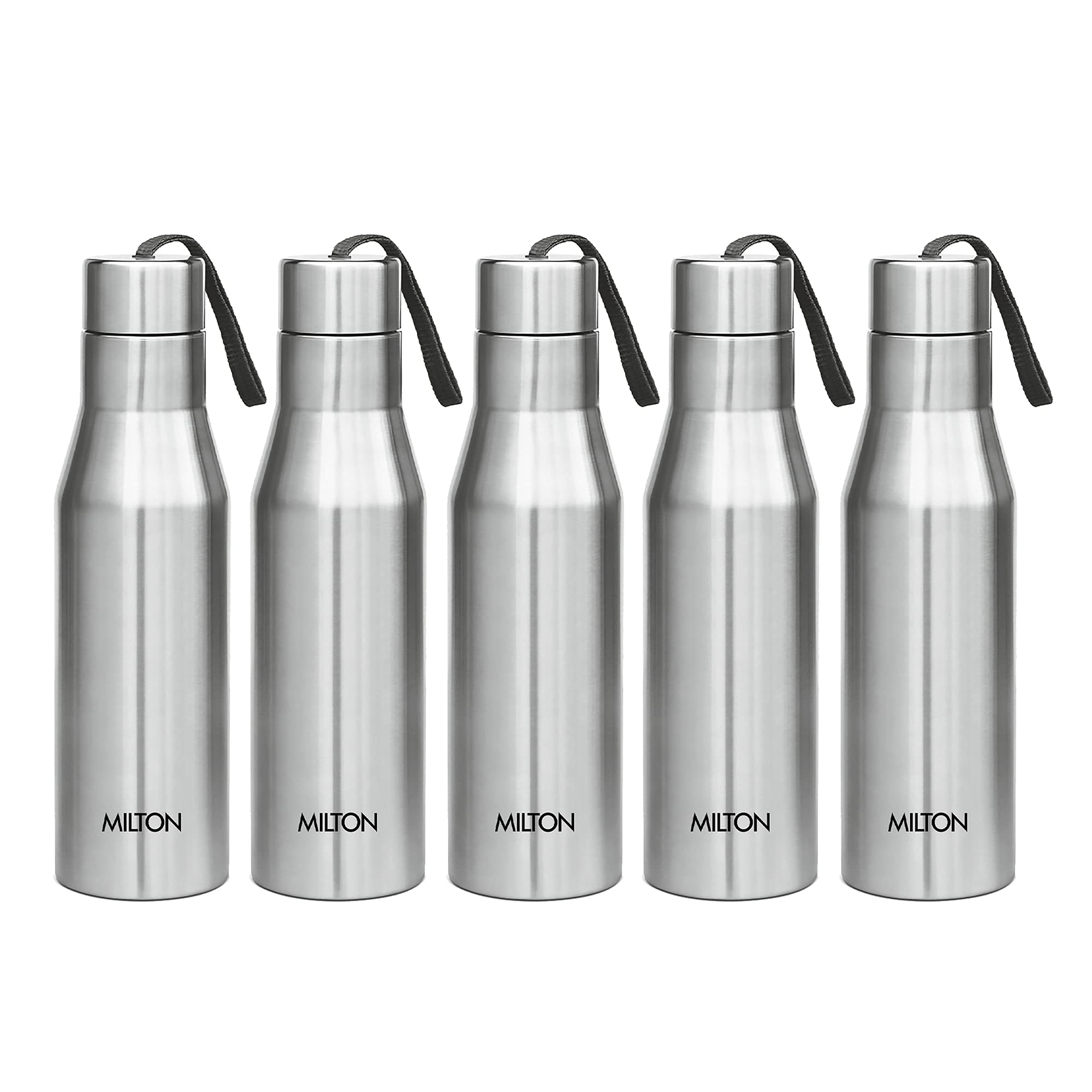 MILTON Super 750 Single Wall Stainless Steel Bottle, Set of 5, 650 ml Each, Silver | 100% Leak Proof | Office Bottle | Gym Bottle | Home | Kitchen | Hiking | Treking Bottle | Travel Bottle