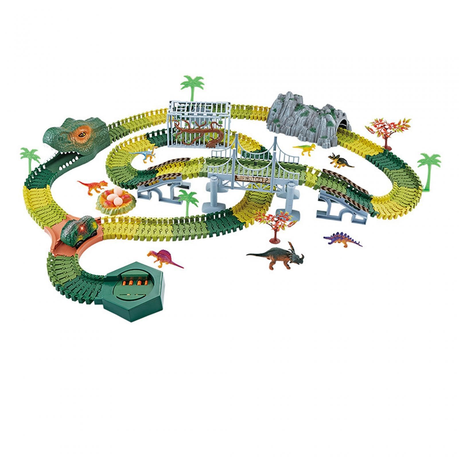 Dinosaurier Spielzeug für Jungen Und Mädchen Ab 3 Jahren, Flexible Dinosaurier Rennwagen für Kinder, 240 Dinosaurierspur