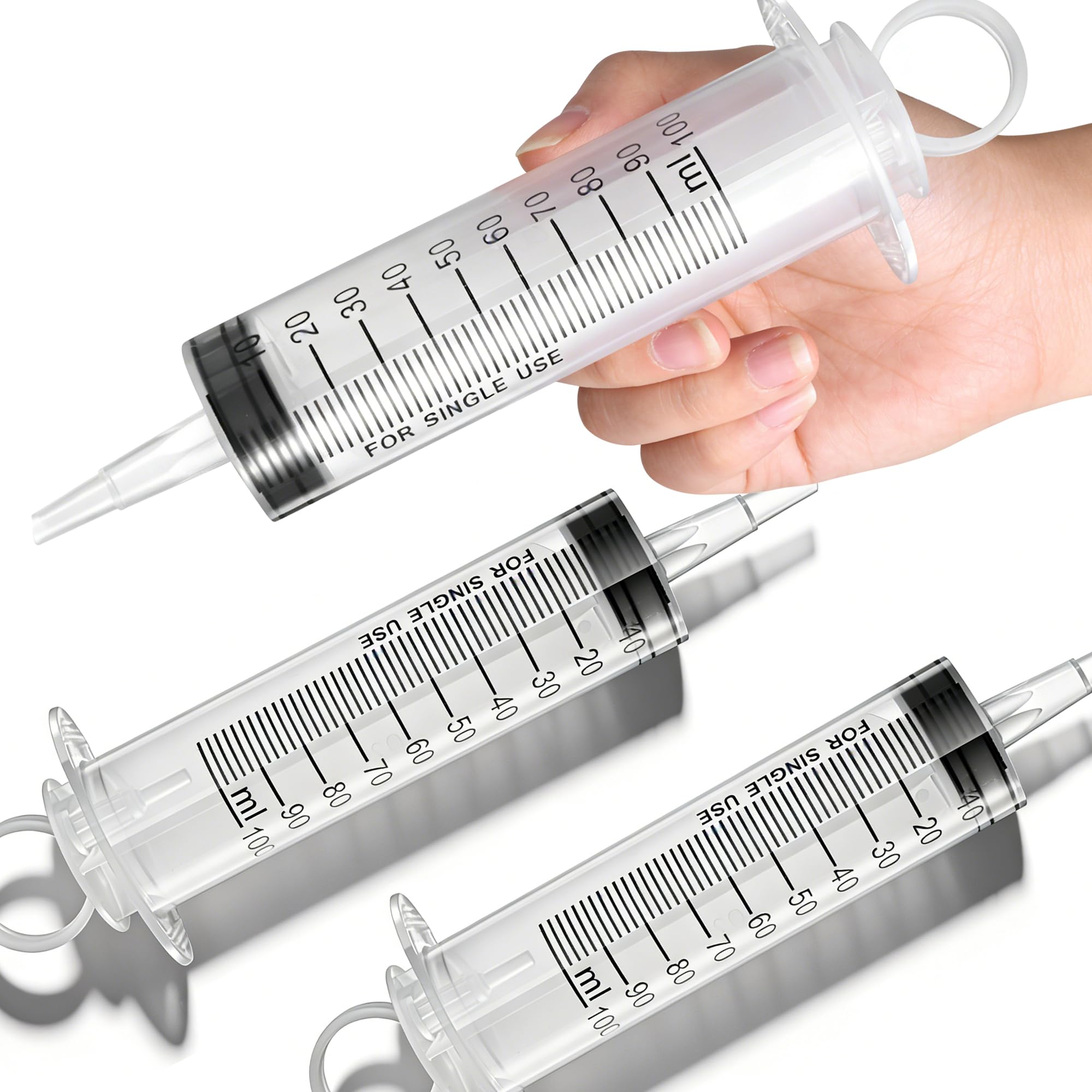 3Pack Big Syringes (100 ML), Plastic Garden Industrial Syringes for Scientific Labs, Measuring, Watering, Refilling, Filtration Multiple Uses… (100 ML（3PCS）)