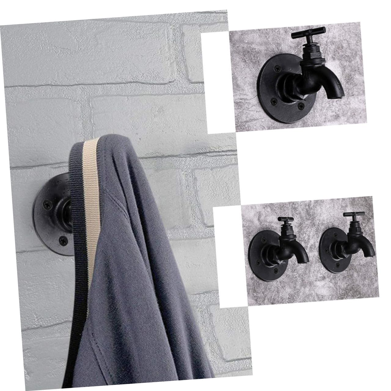 2stücke Industrieller Wasserhahnhaken aus Multifunktionshaken für Kleidung und Kleinigkeiten Retro-design Hängehaken mit Schrauben