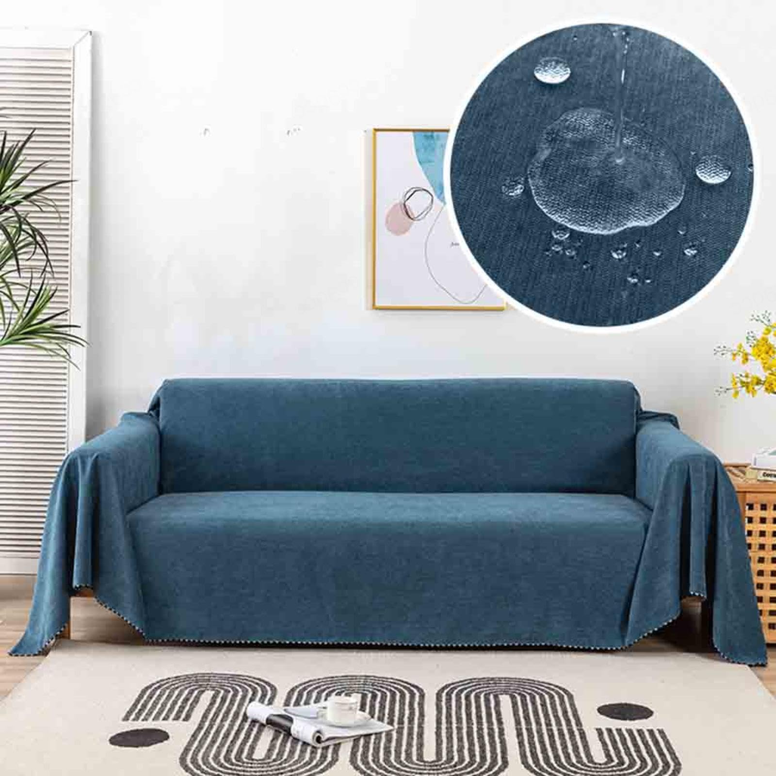 Bardzo duży pluszowy koc narzuta na 4-osobową sofę i łóżko, przytulna, miękka dekoracja domu, 180 x 420 cm, idealny do salonu i sypialni, stylowy pokrowiec na kanapę
