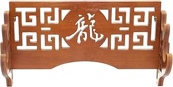 Amazon | 2本用 刀掛け 透かし彫り 竹製 漆仕上げ 壁掛け 日本刀 模造