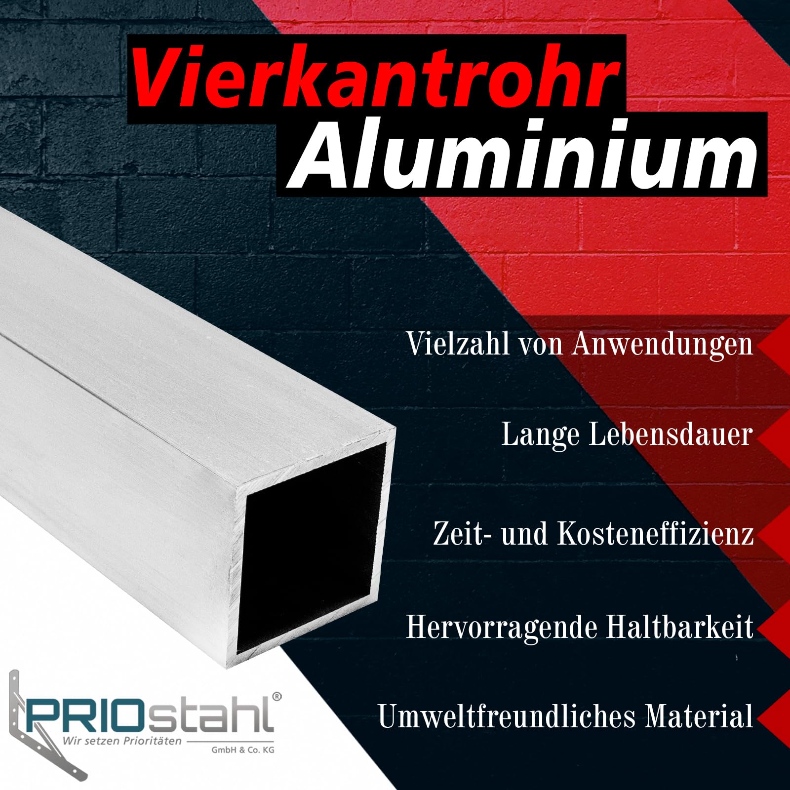 Aluminium vierkante koker 25 x 25 x 2 mm6060 T6 AlMgSi brute - Van Delft Staal