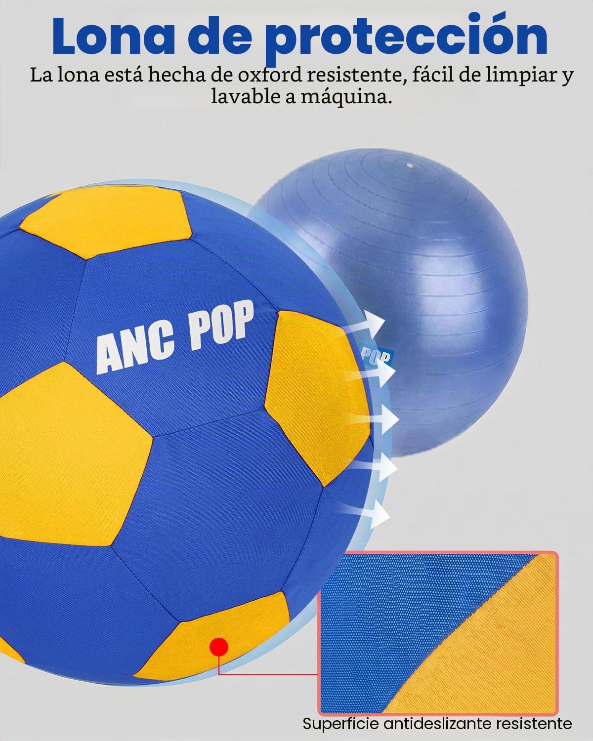 ANC POP Pelota de pastoreo de Caballos de pastoreo, Juguetes para Caballos de 25 Pulgadas, Bolas de Perro con Bomba de Mano, Pelota de fútbol de Entrenamiento para Caballos, Azul y Amarillo