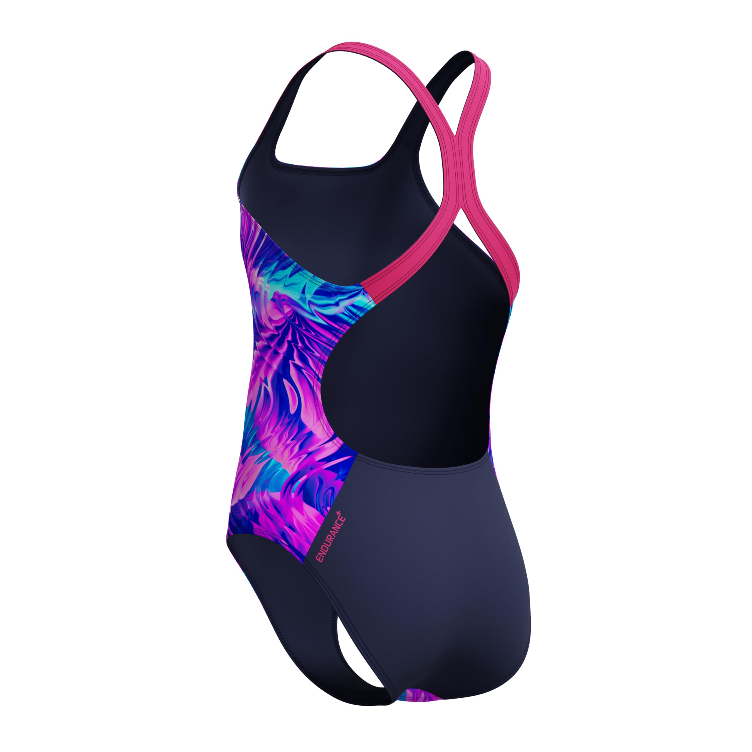 Speedo Maillot de bain imprimé Powerback pour fille Margarita Rose/Caban