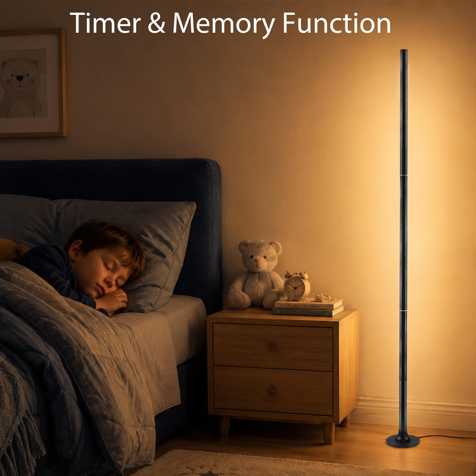 Aourow RGB Stehlampe 120CM, Ecklampe Dimmbar mit Smart App & Fernbedienung | 16 Millionen Farben,Musiksynchronisierung,100+ DIY-Modus & Timing -Funktion für Schlafzimmer,Gaming