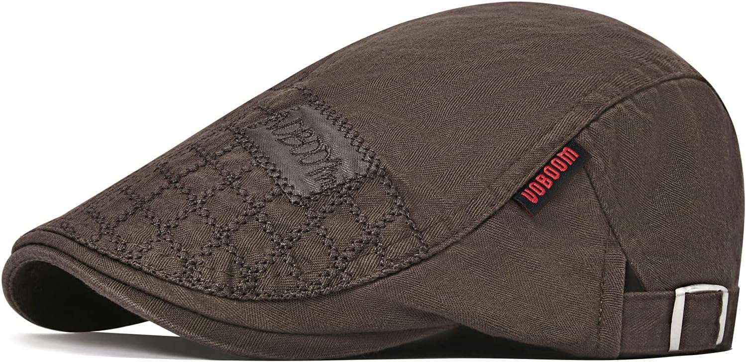 Men Cotton Adjustable Newsboy Beret Ivy Cap Cabbie Flat Hat