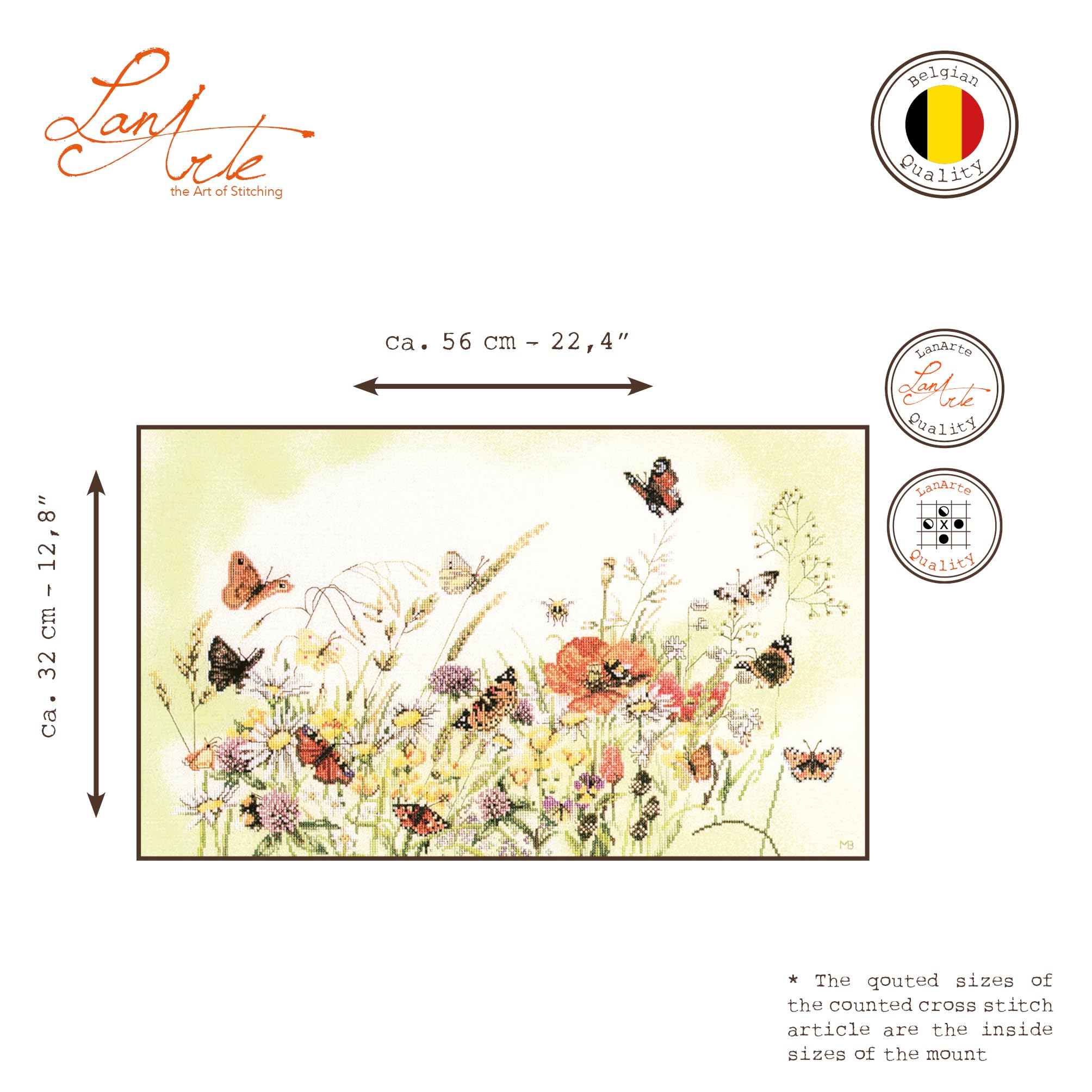 LANARTE Kit Punto Croce Contato GRANDI AIRONI BLU Decorativi Per Pareti ca. 36 x 43 cm Set Fai Da Te Creativo Adulti Ricamo Casa Decor Arte Da Parete