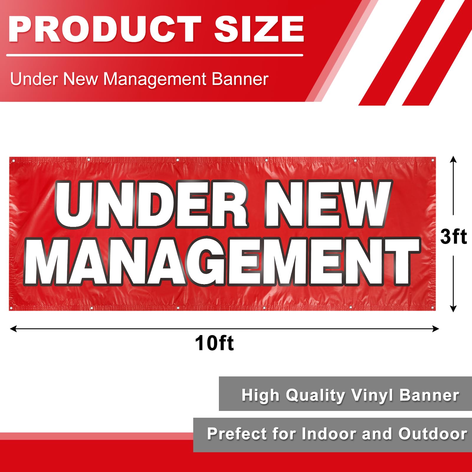 Hahafelt Cartel de 3 x 10 pies con ojales de tela resistente a la intemperie, vinilo alternativo para colgar al aire libre e interior, para negocios, tienda industrial, patio, color rojo