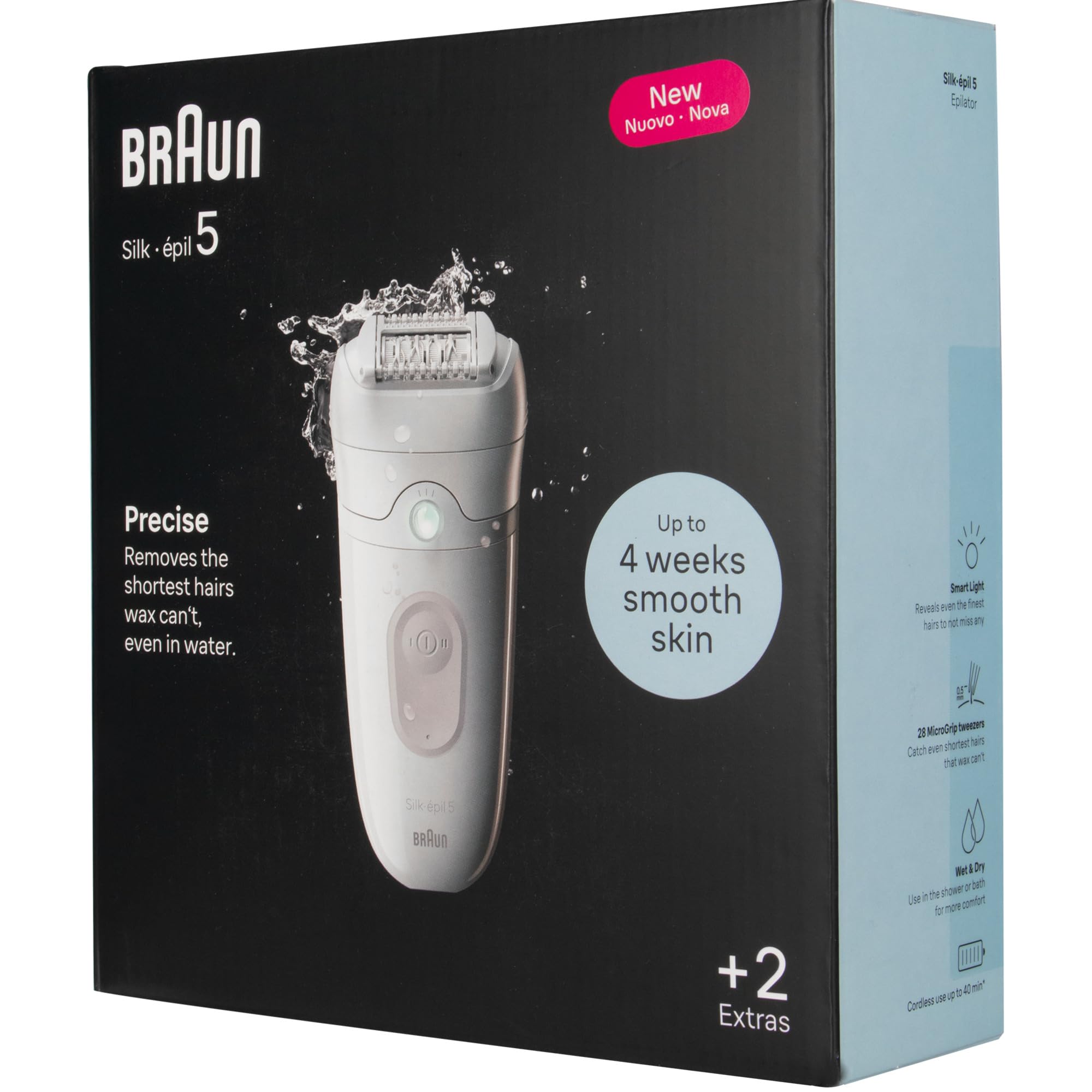 Braun Silk-épil 5, depilator damski/depilator do długotrwałego usuwania włosów, 5-011, biały/szary