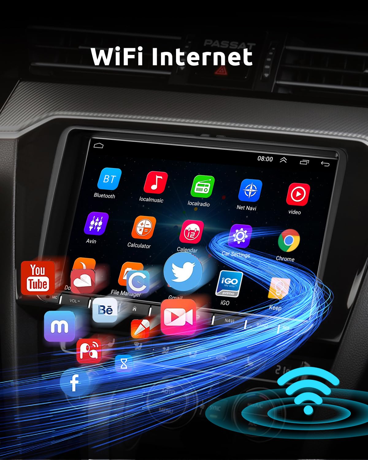 ESSGOO True 4+64G Wireless Autoradio, 9 Zoll Touchbildschirm mit Carplay Android Auto, Android 15 Car Radio für VW Golf 5 6 T5 Polo Passat Touran Tiguan Seat Skoda mit Bluetooth GPS AM FM RDS SWC