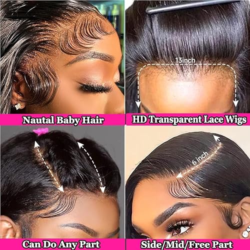 Miniatura 2 de Pelucas de cabello humano ondulado con encaje frontal de 13 x 4, sin pegamento, densidad del 180%, pelucas de encaje transparente HD para mujeres,