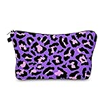 Aiphamy Cute Travel Makeup Bag Cosmetic Bag Small Pouch Gift for Women (Cheetah Print Purple)