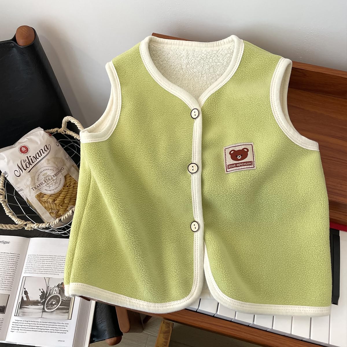 2 pcs Gilet en Polaire pour Bébé Garçons Filles 6 9 12 24 mois Manteaux sans Manches Doux Beau Dessin Animé éléphants Motif Manteau Gilet Veste Pour Enfants 6 mois-4ans