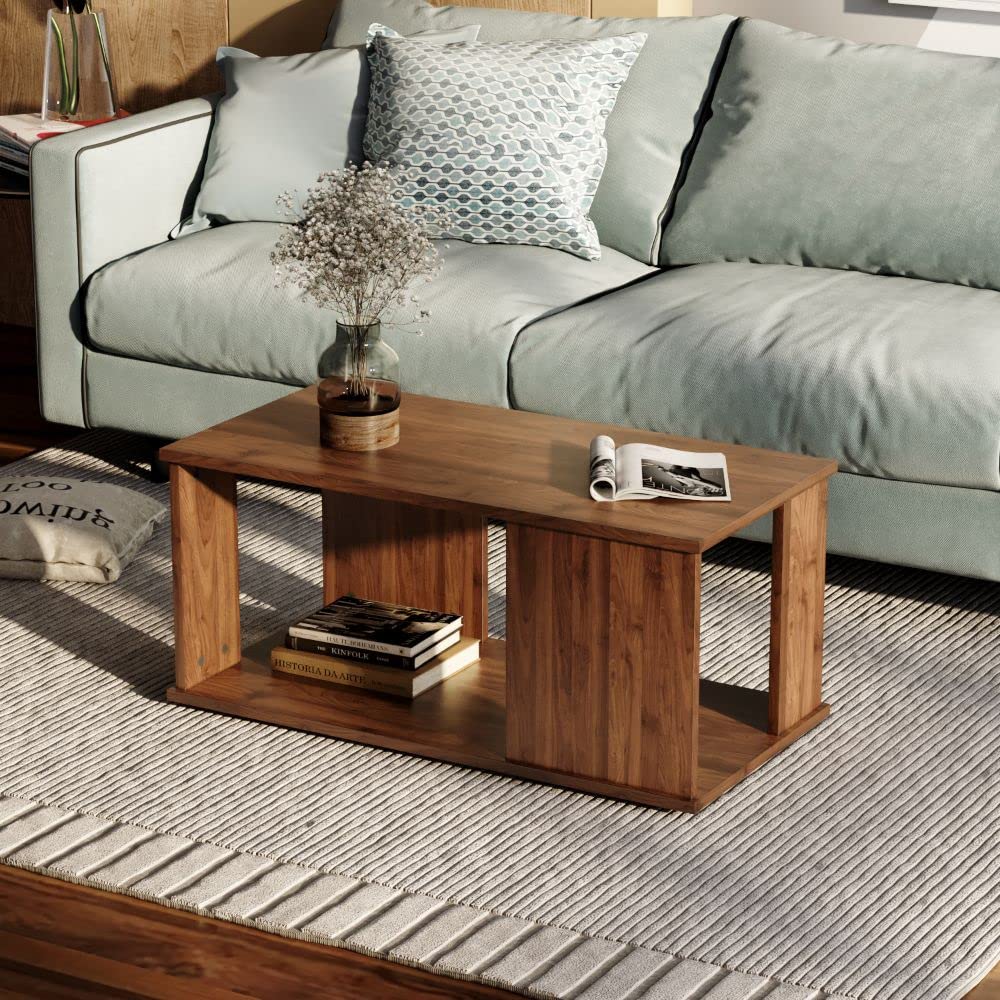 Wakefit Coffee Table | 1 Year Warranty | Center Table, Tea Table, Center Table for Living Room, Coffee Table for Living Room, Engineered Wood (Joe - Brown)