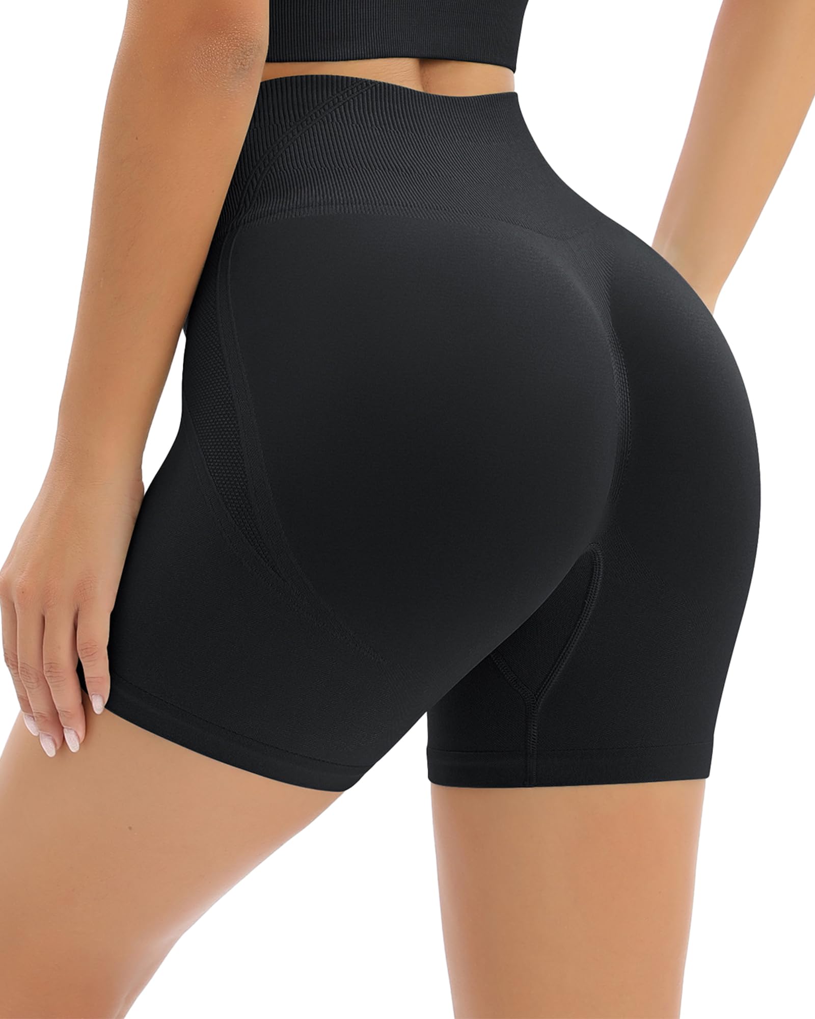 TAYOEA Pantalones Cortos Ciclismo Deportivos para Mujer Mallas Correr Cintura Alta Gimnasio Fitness Yoga Medias Push Up Booty Butt Scrunch Opaco Sin Costuras — view 12