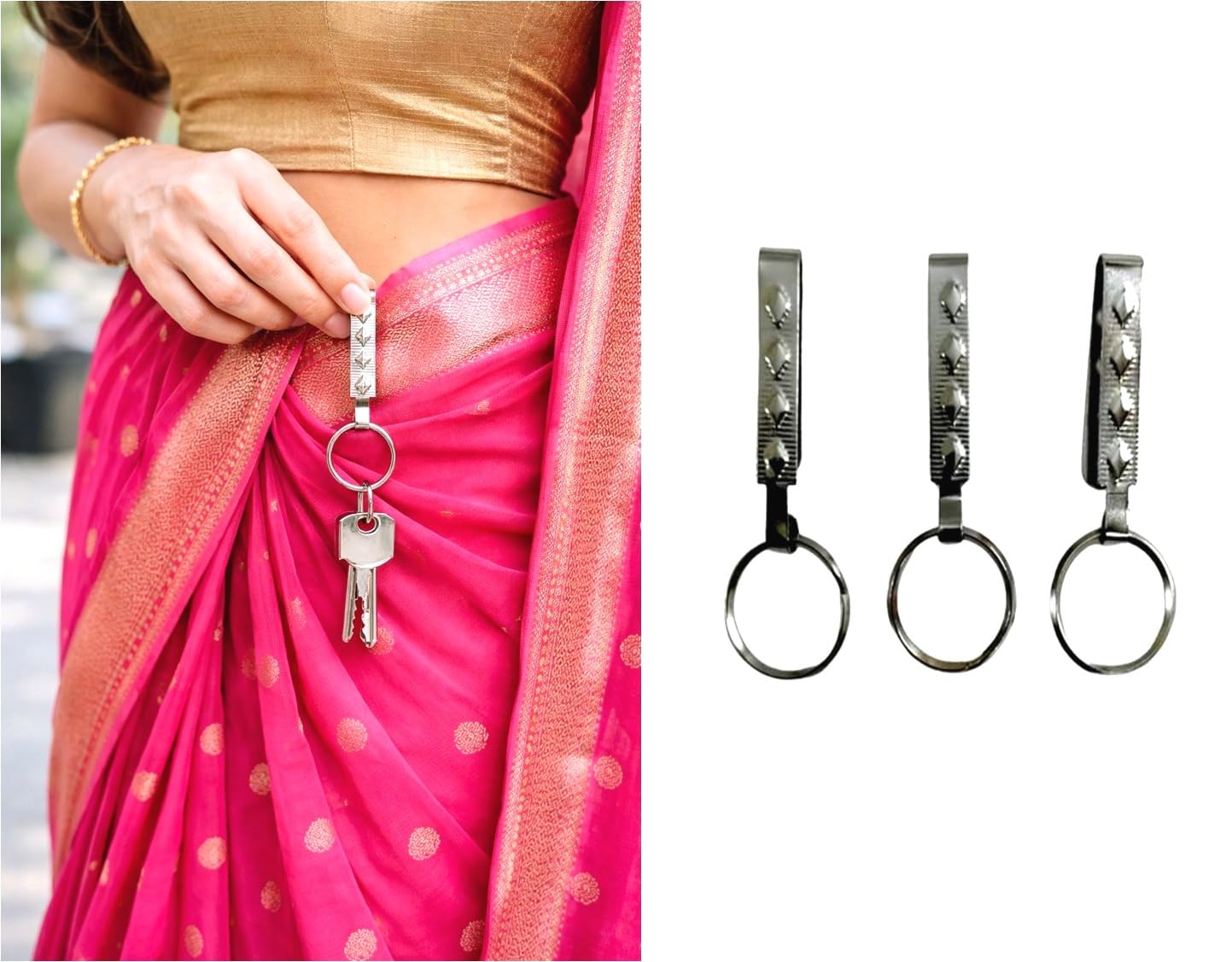 Beauty Tool Steel Key Chain For Men And Women (Multipurpose) | Pack Of 3 | (Silver Color)-image-5