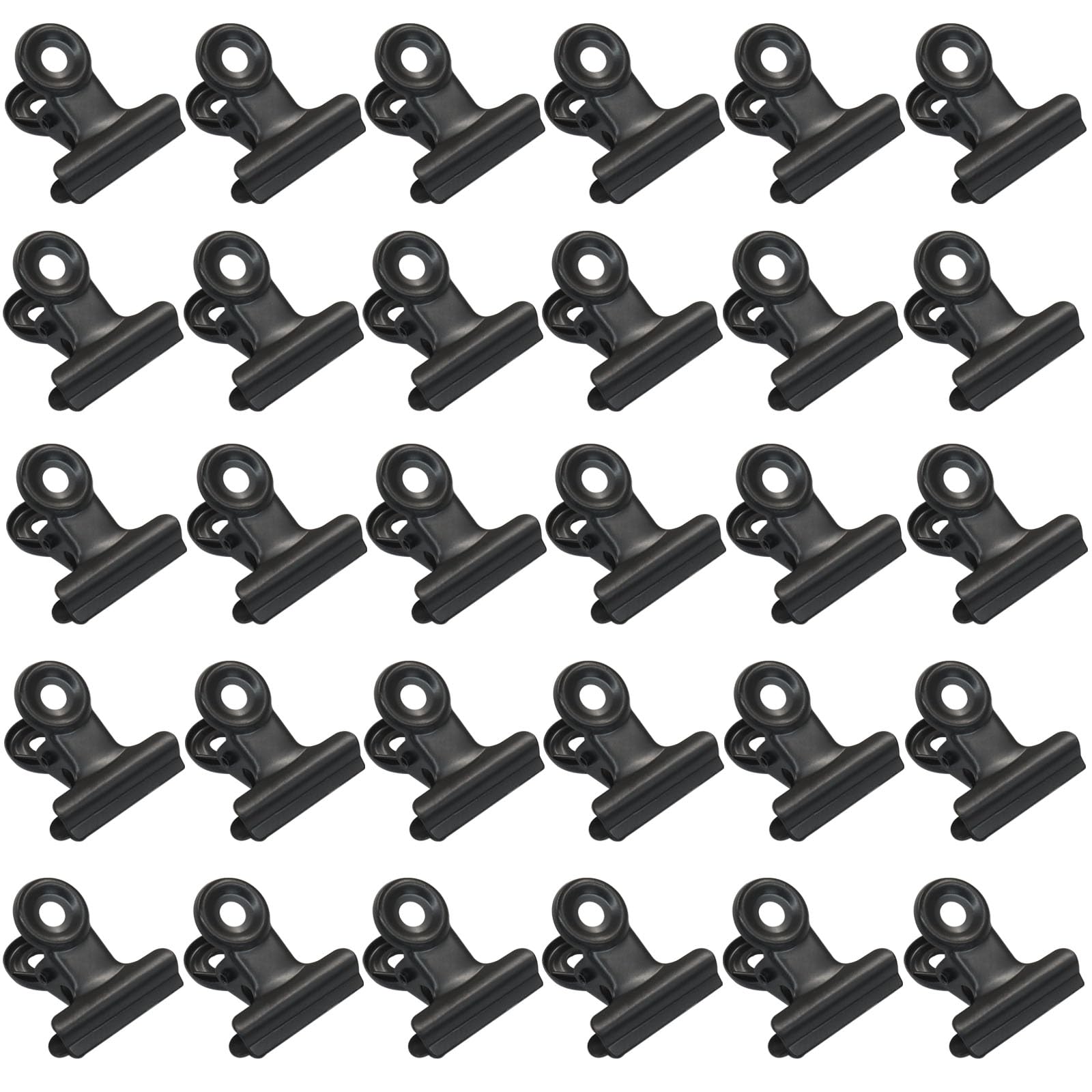 Verkelly 30 Pcs Bulldog Clips, 0.86" Hinge Paper Clips Metal Hinge Clips Hinge Binder Clips(Black)