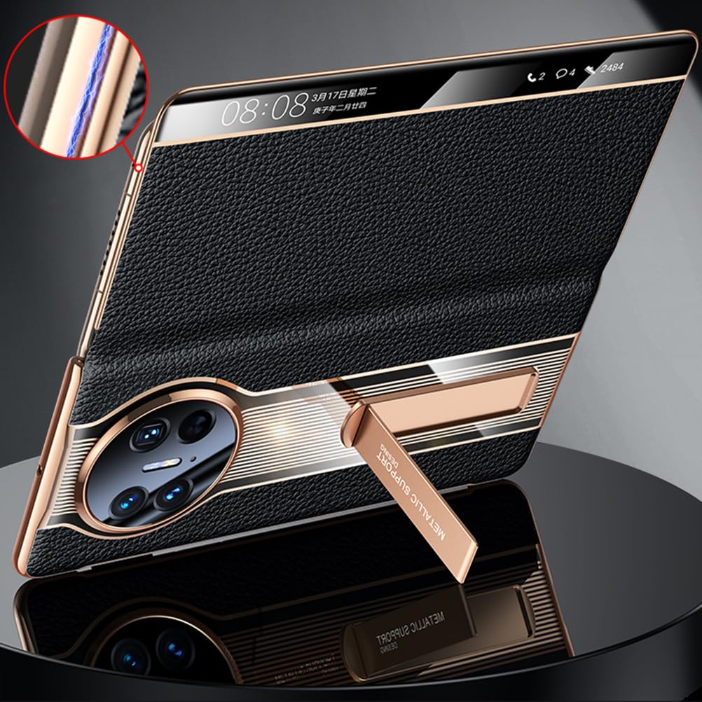 Magnetyczne etui z klapką do HUAWEI Mate X6, etui z prawdziwej skóry z funkcją widoku okna, podpórka, luksusowe, odporne na wstrząsy, smukłe etui, fioletowe, Mate X6