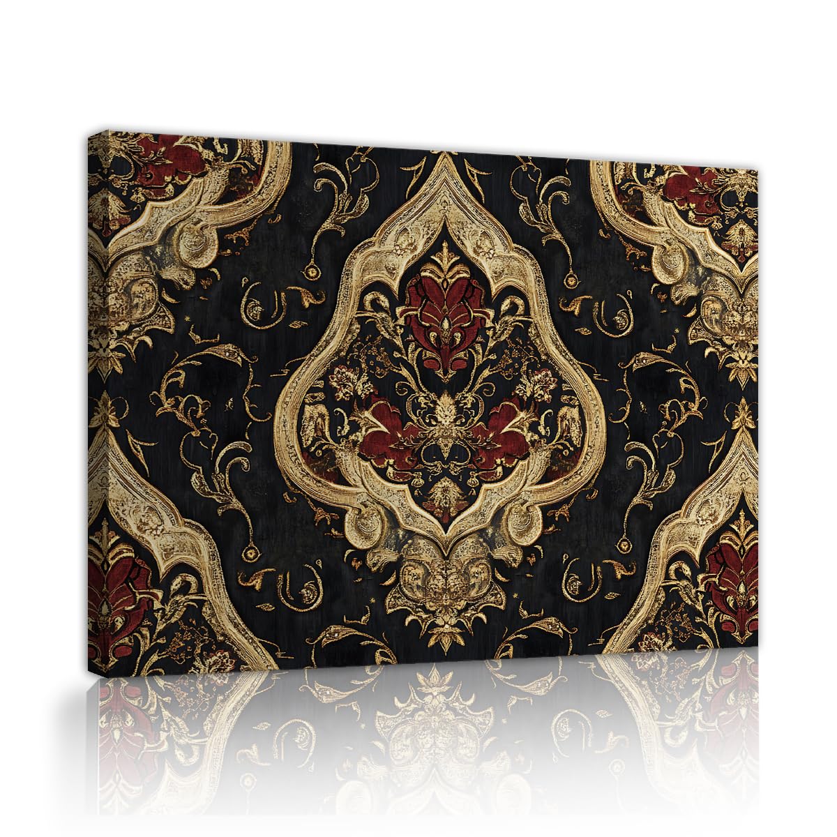 TOANGWALL Classic Baroque Damask Ornament Style Canvas Wall Art Dining Room Luxury Floral Pattern Pictures Painting for Hotel Cafe Decor 40x50cm