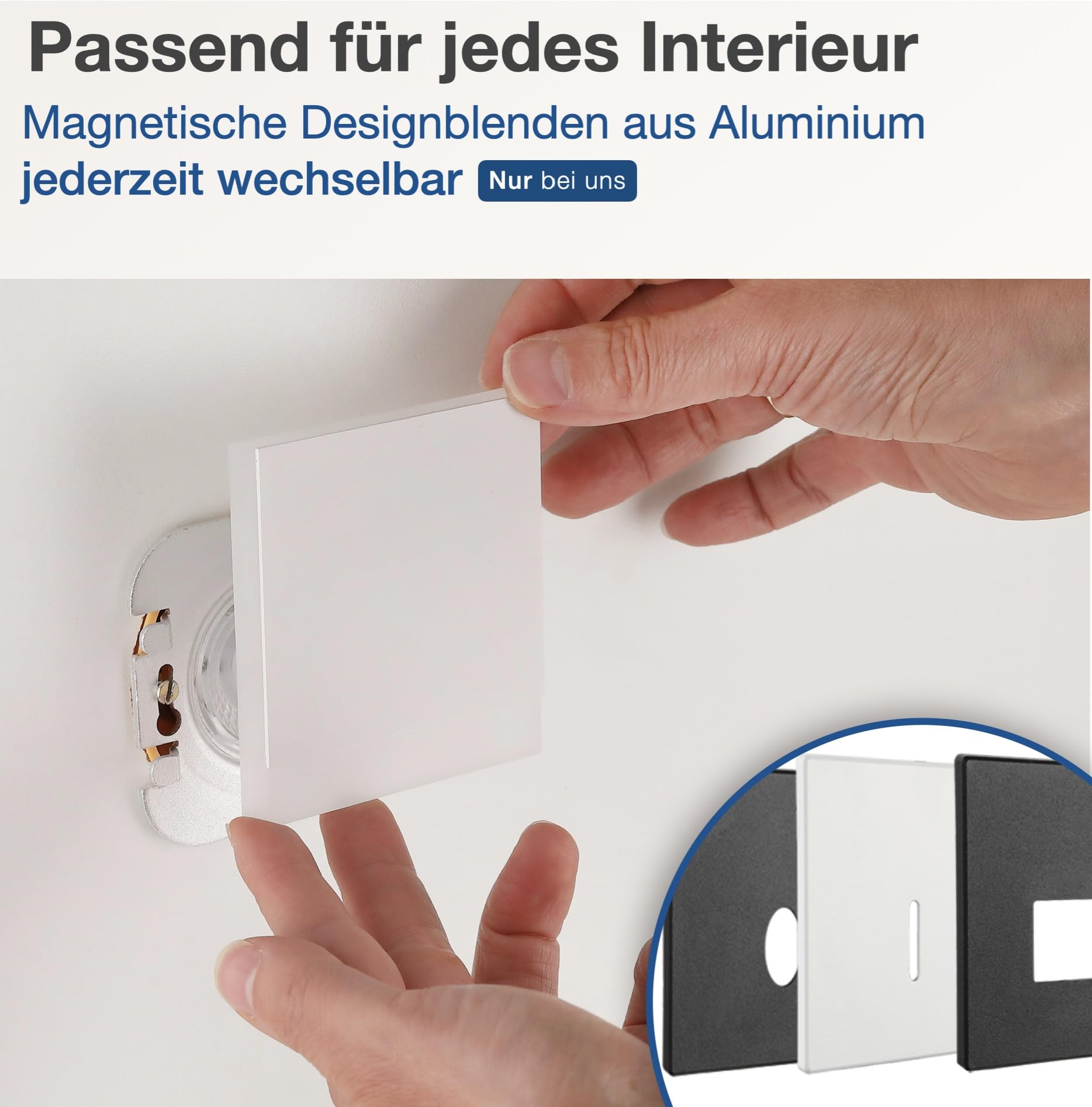 lambado® LED Treppenbeleuchtung Schwarz 1,5W | 230V Unterputz Treppenlicht Treppenbeleuchtung Innen | Wandeinbauleuchte Beleuchtung für Treppen | Treppenstufenbeleuchtung Cut