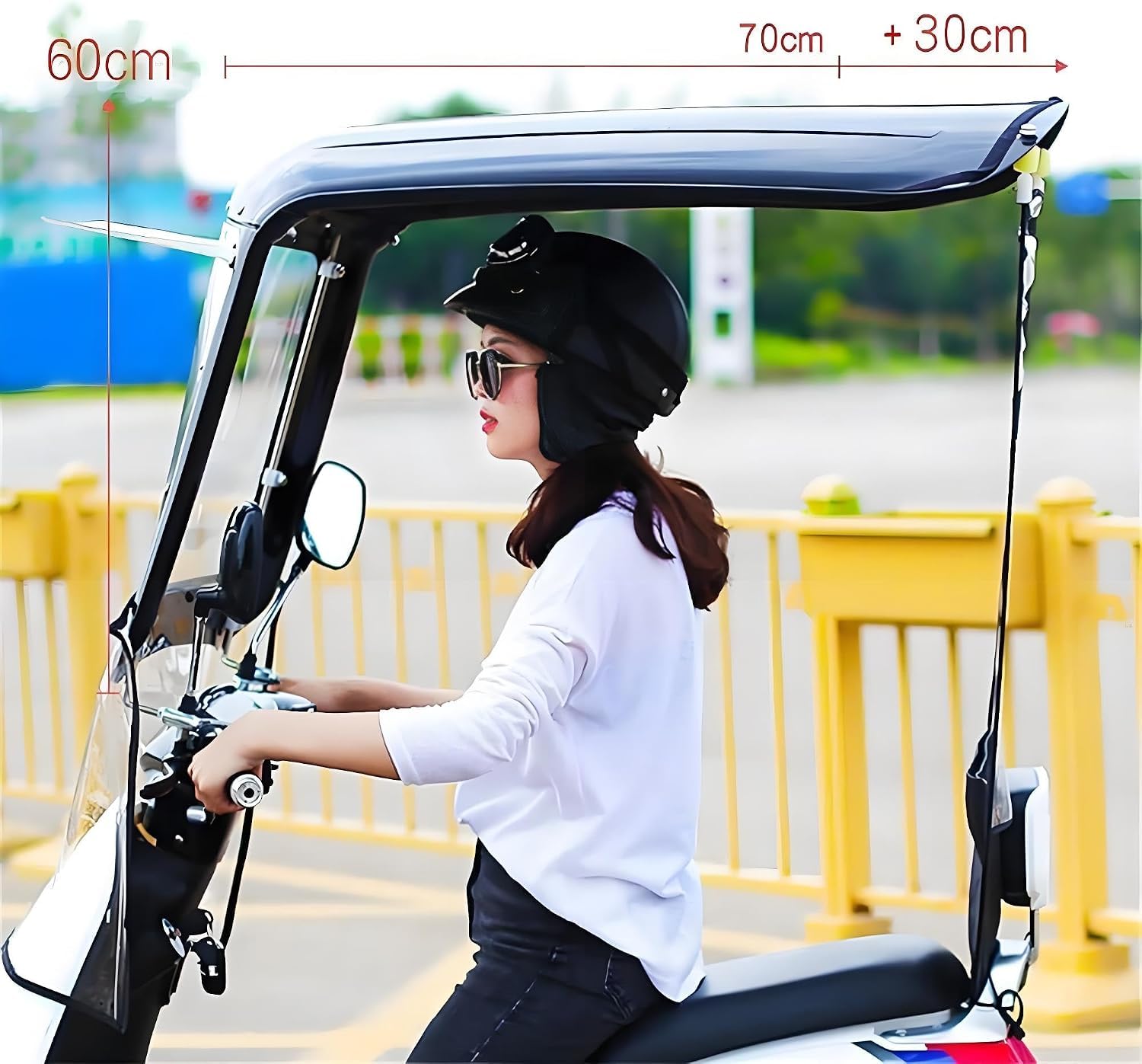 Techo protector impermeable para bicicleta eléctrica, refugio todas | Protección para scooter, parasol, tienda impermeable para scooter de movilidad, diseño parasol, tiras reflectantes
