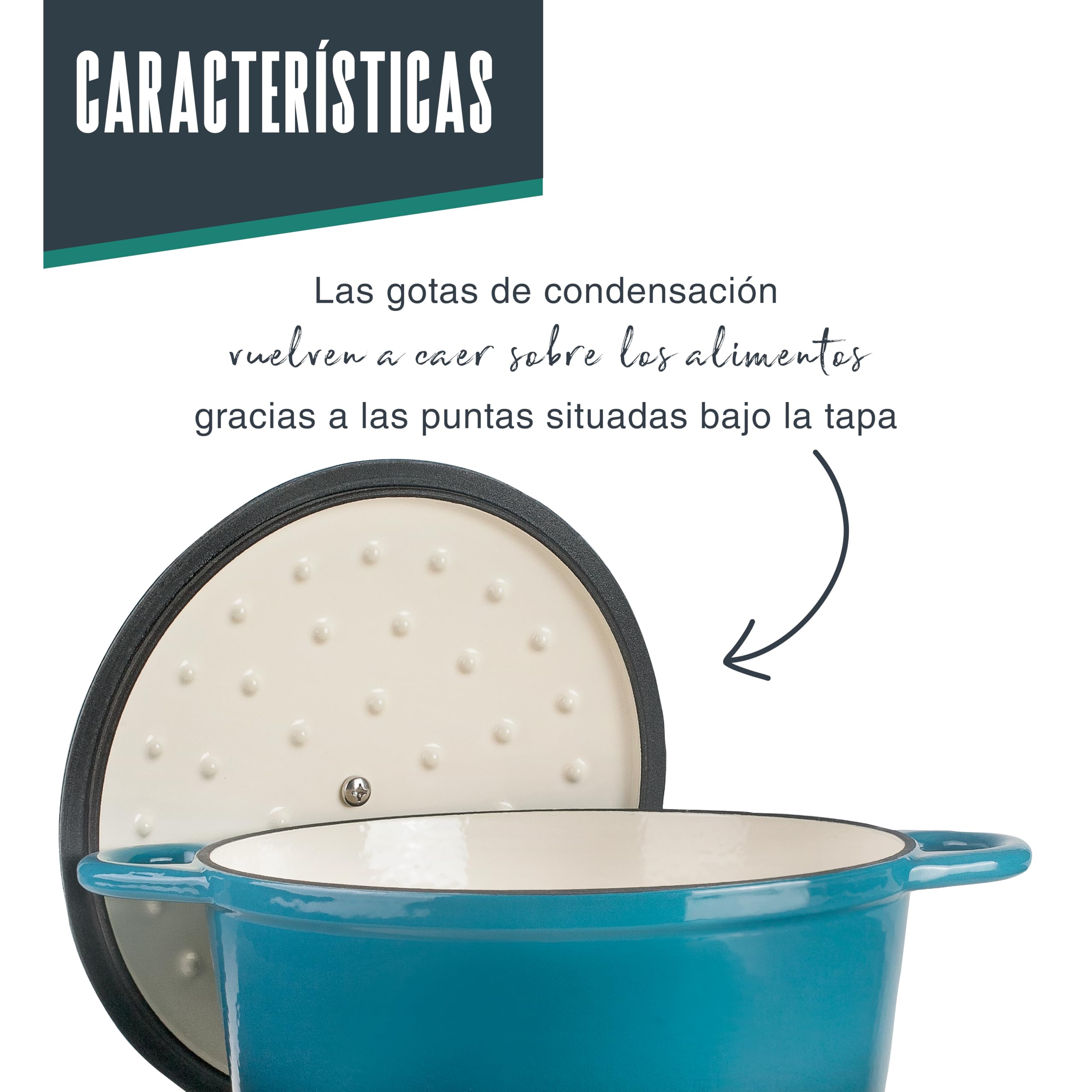 LACOR 71704 - Cacerola Hierro Fundido Esmaltado, 3, 5 Litros, Diámetro 24 | En hierro robusto, para guisos y cocciones uniformes; apto para inducción y horno, apto para lavavajillas, cómodo y funcional