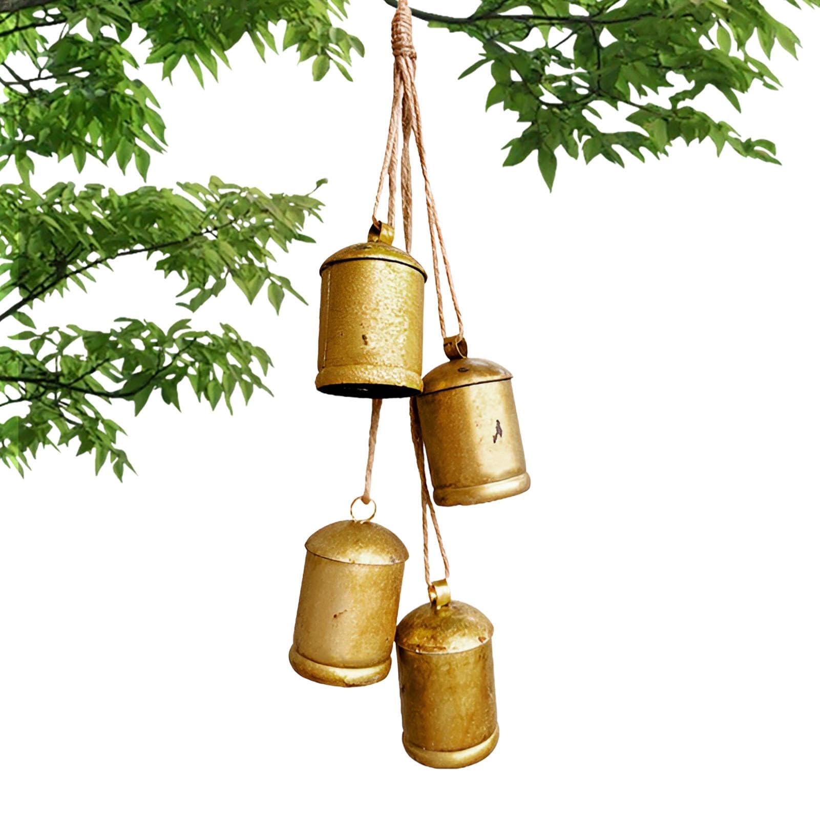 Rustic Cow Bells - Handmade Vintage Harmony Bells with Jute Rope | Rustic Wall Hangings Décor Handmade Rustic Wreath Ornament Bells for Holiday Decoration