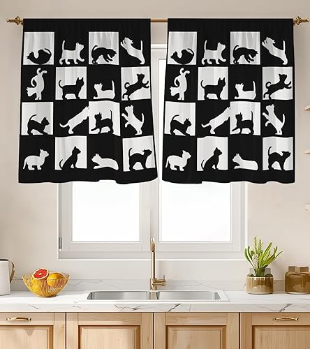 Miniatura 53 de Cortinas de Cocina (2 Piezas) Sobre el Fregadero para Ventana de Baño Café Sótano Cortinas para Cocina Granja Cortina Corta Mini Flor Abeja Verano