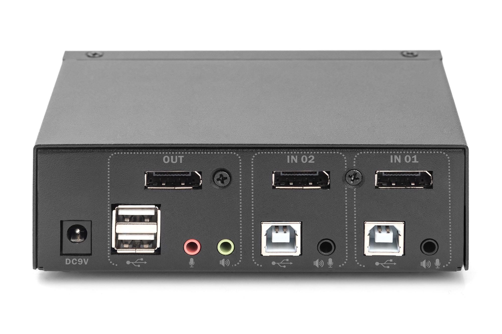DIGITUS Displayport KVM-Switch – 2-Port Single-Display – 2 PC 1 Monitor – 1x Maus, Tastatur & Audio für 2 Computer – UHD 4K@60Hz (4096 x 2160p) – Hot-Key Umschalter – 1x USB 2.0 Hub – Schwarz