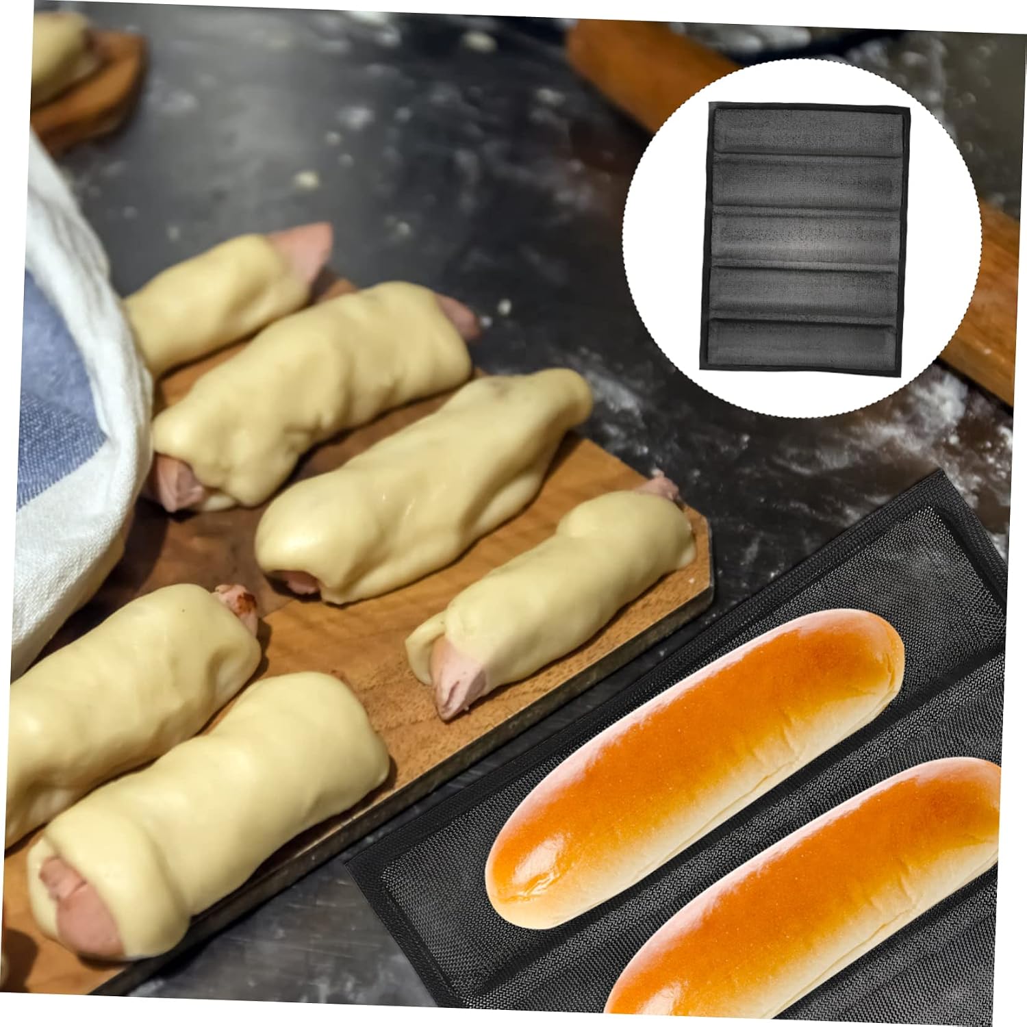 PRETYZOOM Silicone Breathable Non-stick Hot Dog Bread Mold Eco-friendly Baking Gadget for Homemade Bread for Diy Baking and Cooking