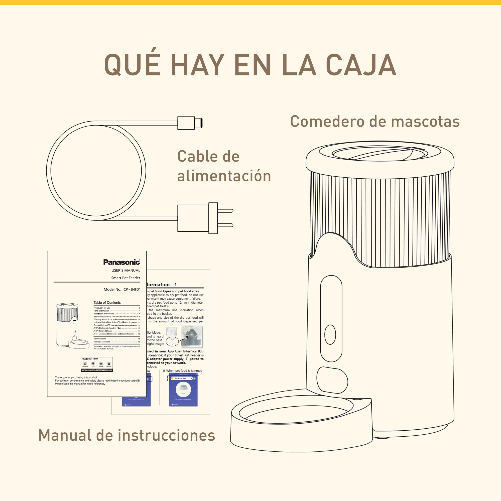 PANASONIC CP-JNF01-W Comedero Inteligente Automático para Mascotas, 2,8L, Wi-Fi, App Control Remoto, Blanco