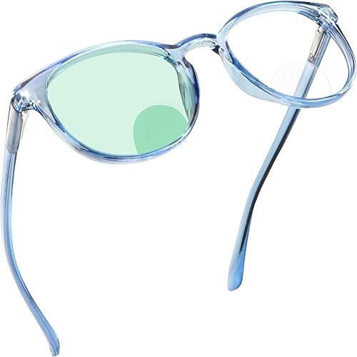 YEIN Lentes de lectura bifocales con bloqueo de luz azul, lector bifocal para mujeres y hombres, marco ovalado con bisagra de resorte (+0.00+1.50 de