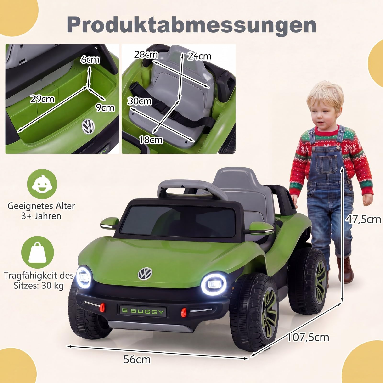 GOPLUS Samochód elektryczny dla dzieci VW, 12 V, dziecięcy samochód elektryczny, z pilotem zdalnego sterowania i łagodnym rozruchem, pojazd dziecięcy z reflektorem LED, muzyką i klaksonem, samochód