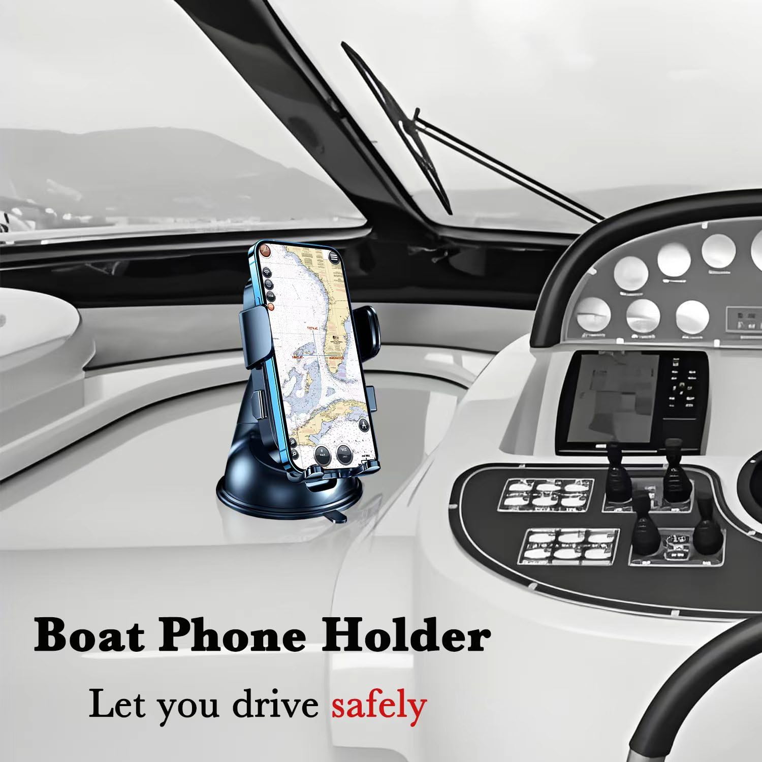 Soporte para teléfono de barco, impermeable, con ventosa, soporte para teléfono celular, tablero de instrumentos, soporte universal para camión, escritorio, barco, soporte resistente para navegación,