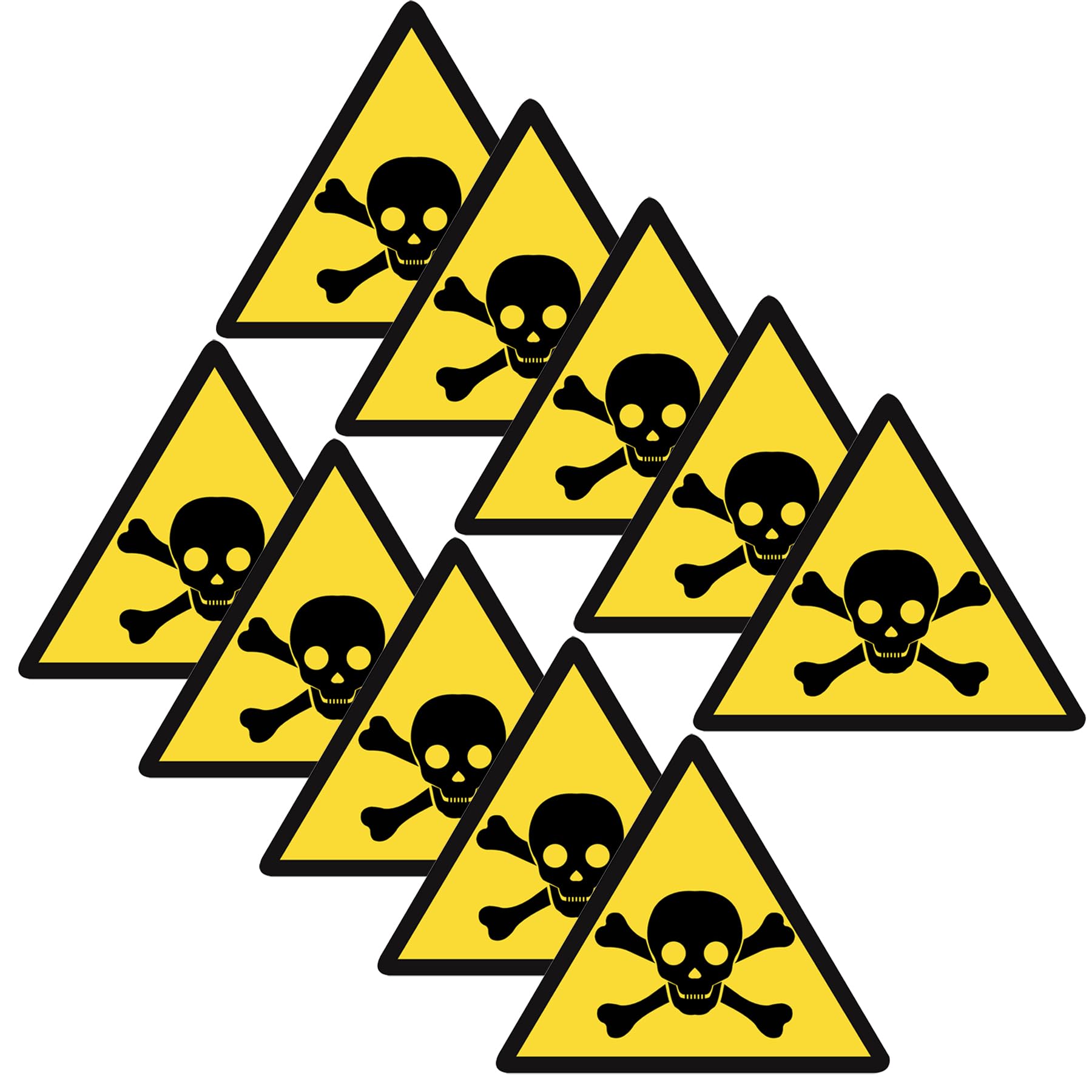 10 Pcs Poison Skull & Crossbones - Danger Safety Caution Warning Sign Sticker - 5 cm x 4.3 cm - Self Adhesive Vinyl