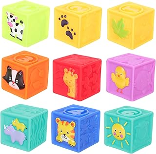 ibasenice 9 Peças De Blocos De Construção De Borracha Macia Brinquedos Para Bebês Blocos De Empilhamento De Brinquedos Blocos De Pvc Para Crianças De 1 A 3 Blocos De Empilhamento