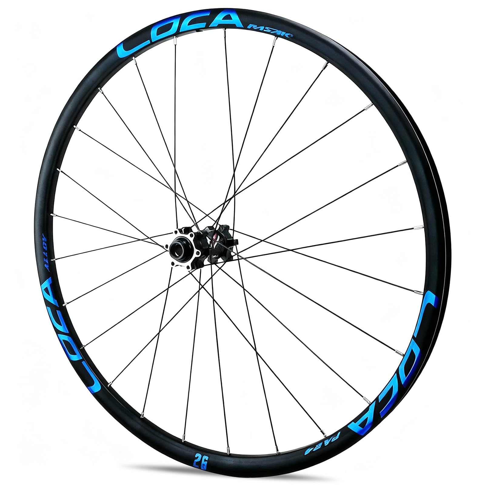 700C Road Bikes Front Wheel Disc Brake Rear Wheel Thru Axle 15x100mm/12x142m 24H Hubs For 8/9/10/11/12 Speed Cassette(Black-blue,Front)