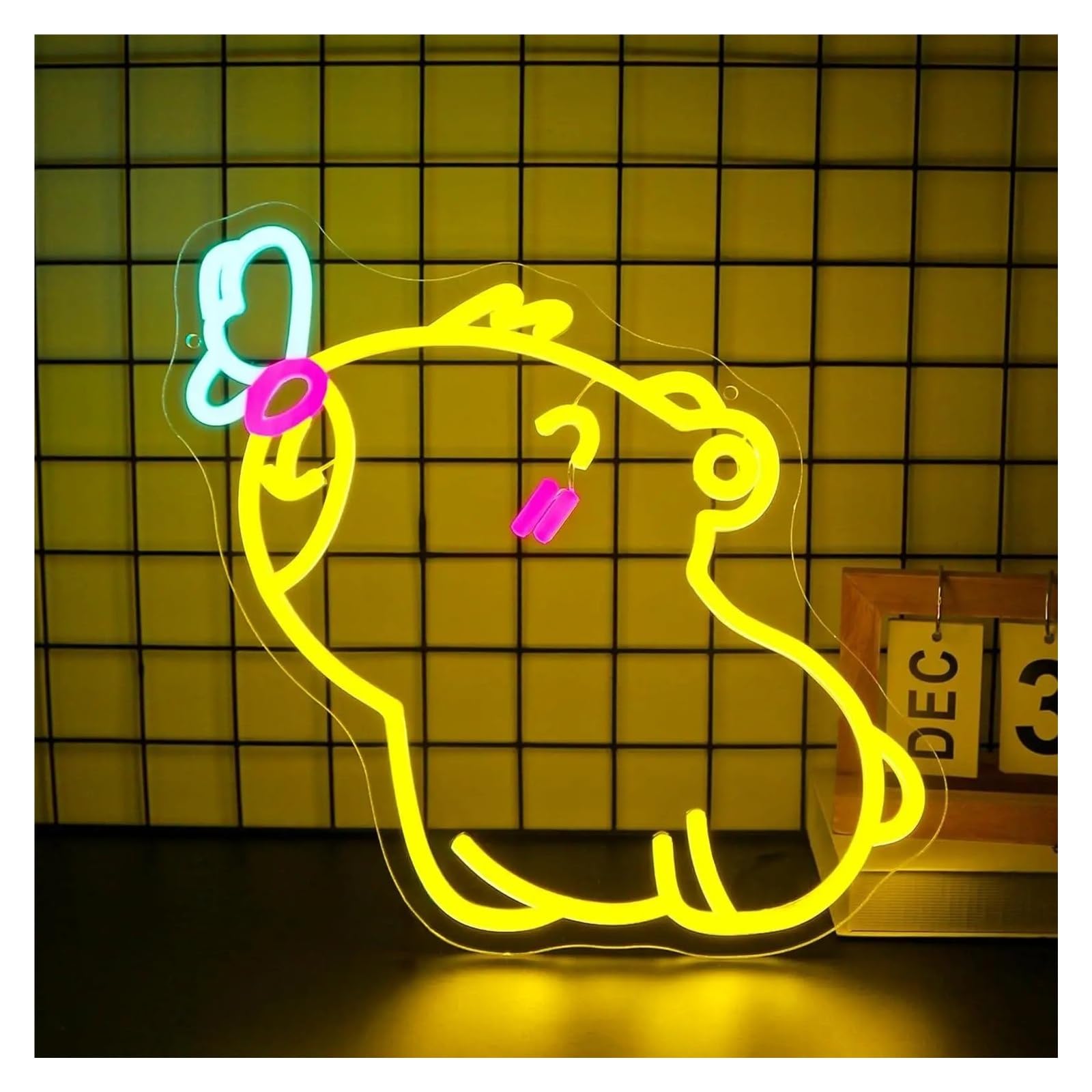 XENITE Hanging Art Neon Signs Capybara Neon Sign for Wall Decor Butterfly LED Light for Home Bedroom Club Party Bar Game Shop 33x35cm